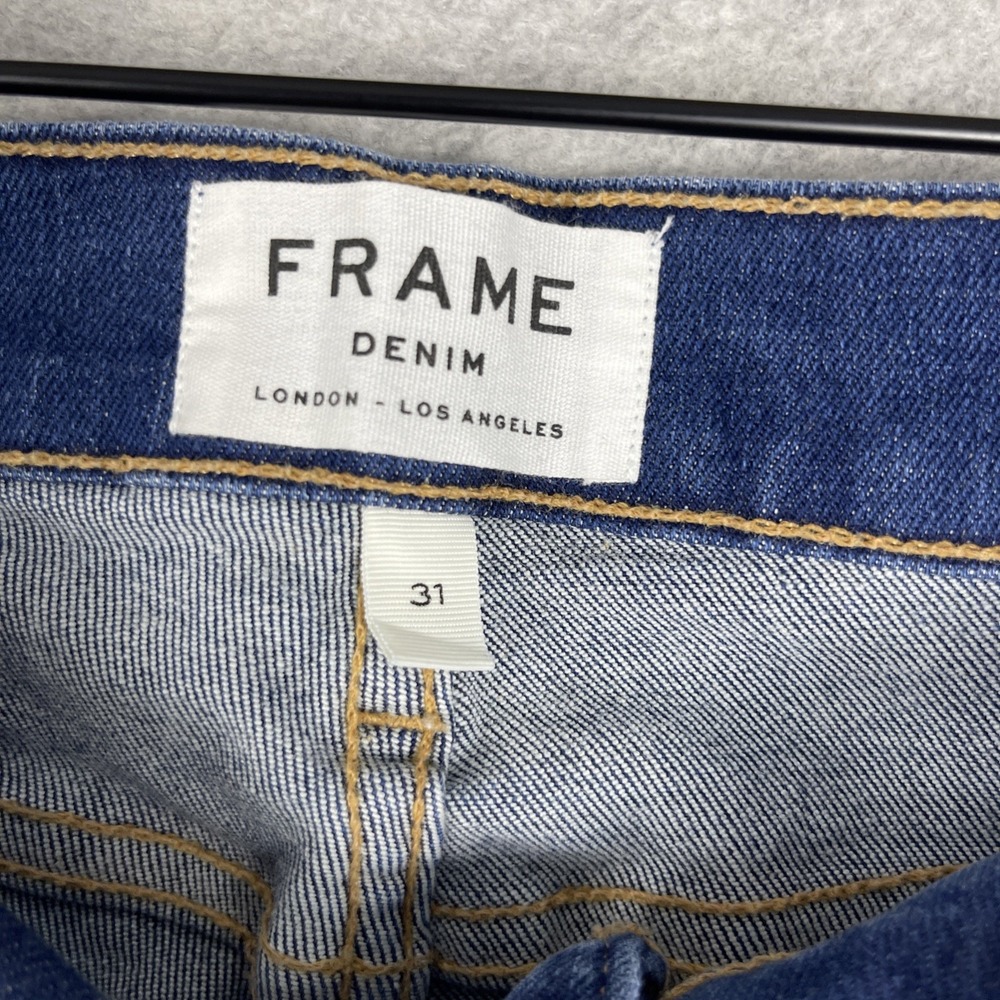 FRAME Le Skinny de Jeanne Fringe Hem Jeans Womens 31 Ripped Distressed Grunge - Picture 11 of 14